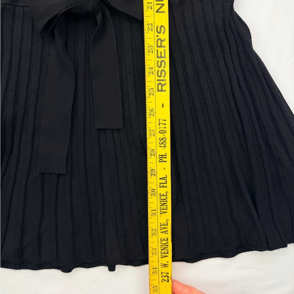 2000s Venus Drop Waist Micro Pleat Turtle Neck Grommets Tie Sweater Dress XL - Picture 15 of 16